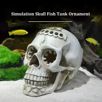 Balık Tankı Aksesuarları Süslemeleri Simülasyon Kafatası Korsan Kafatası Reçine Yapay El Sanatları Akvaryum Sürüngen Tankı Süsler 1 ADET