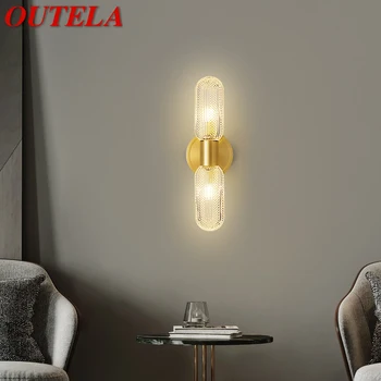 OUTELA Modern pirinç duvar ışık LED altın bakır aplik lambası Luxuri yaratıcı dekor ev oturma odası yatak ıçin