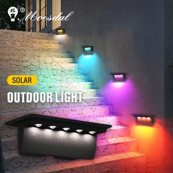 LED güneş adım ışıkları açık su geçirmez RGB bahçe peyzaj dekoratif duvar ışıkları merdiven bahçe teras geçit aydınlatma