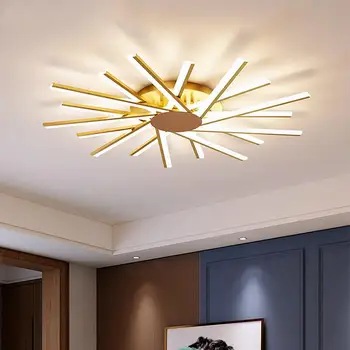 Modern LED Basit Tavan Avizeler iç mekan aydınlatması Oturma Odası Yatak Odası Lambaları Altın Siyah Beyaz Parlaklık ışıkları Ev armatürleri