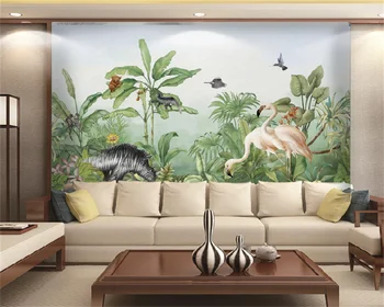 Özel duvar kağıdı tropikal tarzı bitkiler çiçekler yağmur ormanları oturma odası kanepe arka plan duvar dekoratif boyama fotoğraf duvar resimleri