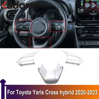 Toyota Yaris için Çapraz Hibrid 2020 2021-2023 direksiyon ayar kapağı Sticker İç Aksesuarları Araba-styling Dekoratif Mat