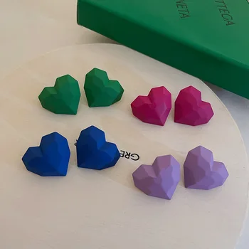 Kalp Mavi Gül Yeşil Mor Küpe Aşk Bildirimi Düğün Geometrik Düzensiz Vintage Kulak Damızlık Trend Parti Takı Hediyeler
