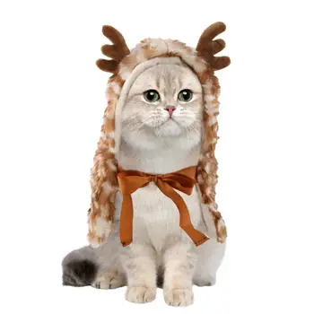 Pet Pelerin Lacing Up Pet Kostümleri Cosplay Sika Geyik Desen Kış Peluş Noel Pet Komik Dönüşüm Kedi Pelerin Pet Malzemeleri