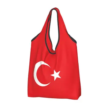 Özel Bayrak Türkiye Alışveriş Çantaları Kadın Taşınabilir Büyük Kapasiteli Bakkal Vatanseverlik Tote Alışveriş Çantaları