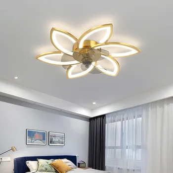 Çiçek LED Avize fan lambası Uzaktan Kumanda ile Ayarlanabilir Hız Kısılabilir Sallayarak Kafa Oturma Odası Yatak Odası için tavan vantilatörleri